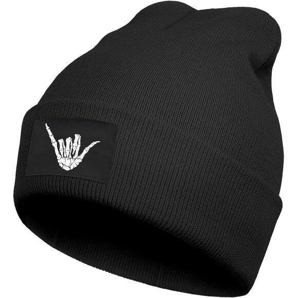 Other - Premium Adjustable Black Skull Beanie - Soft Acrylic for Winter Comfort